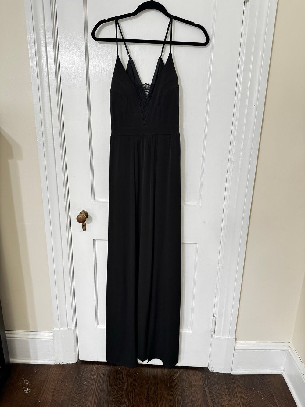 Black Lace Deep V Neck Maxi Dress